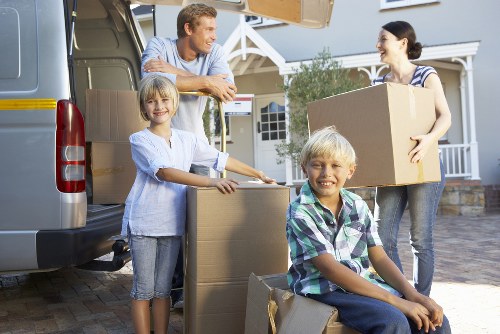 Professional man and van service helping with furniture transport